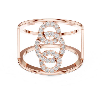 Riora infinity moissanite diamond statement open double band ring with minimalist modern design, elegant jewelry piece.