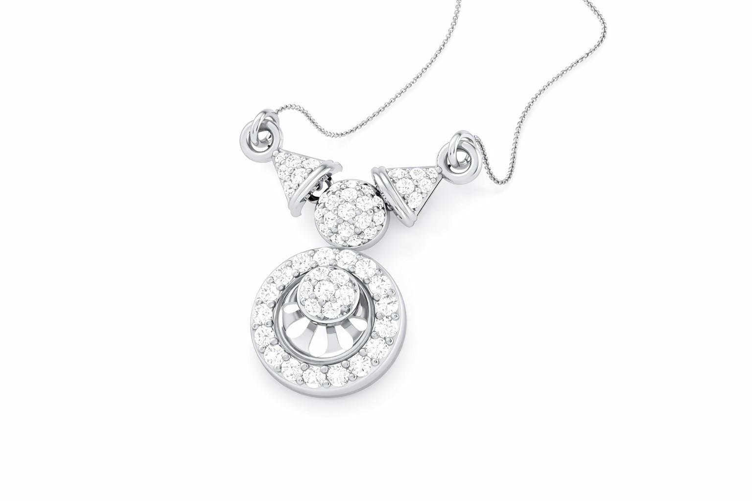 Riora moissanite statement pendant necklace with bridal halo drop design in rose gold and silver for women wedding jewelry