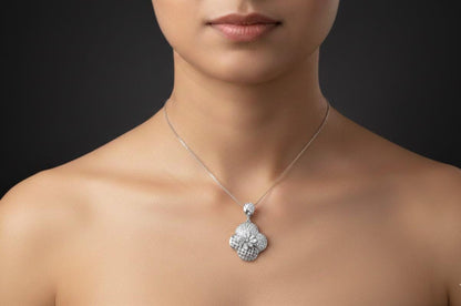 Flower Pendant Necklace – 22 Inch Adjustable Chain Moissanite