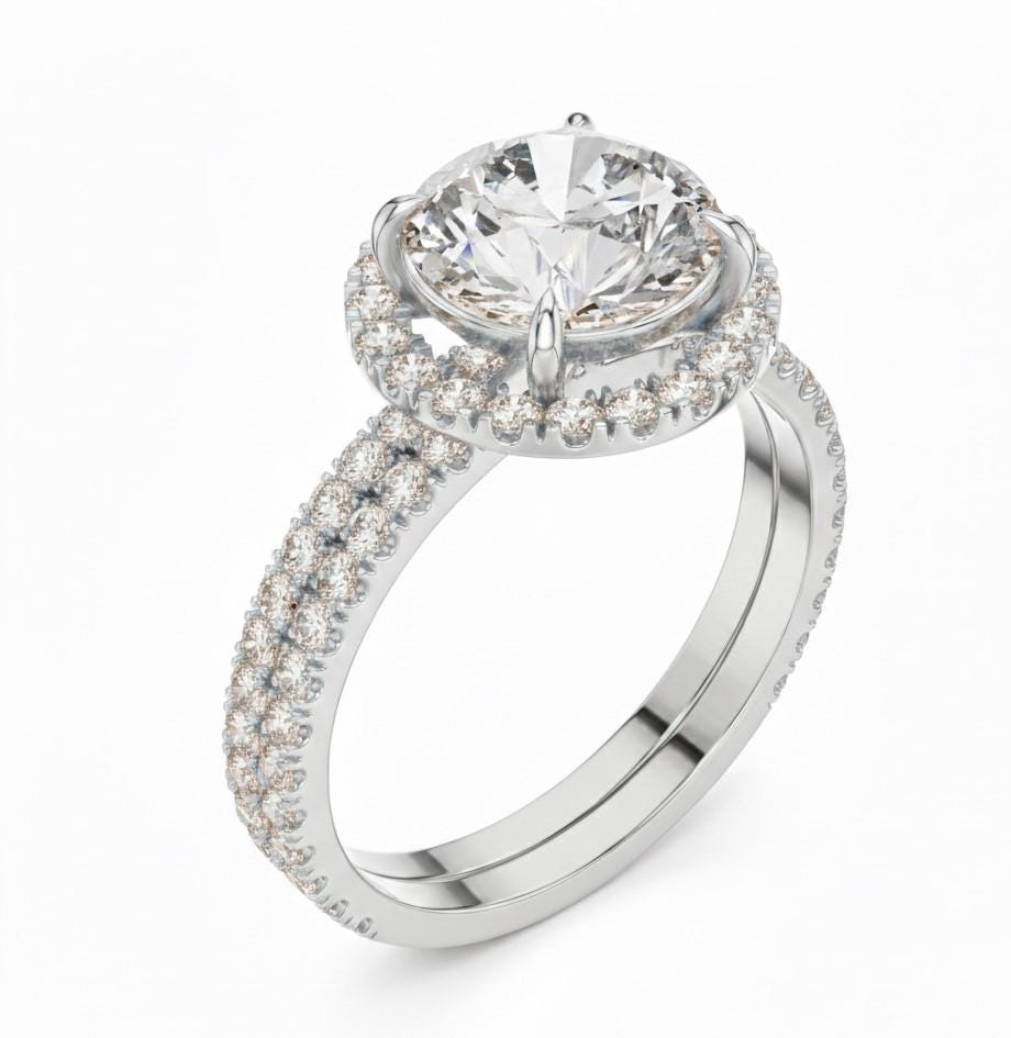 CZ Halo Engagement Ring | Gold, Rose Gold & Silver | Hypoallergenic Bridal Jewelry