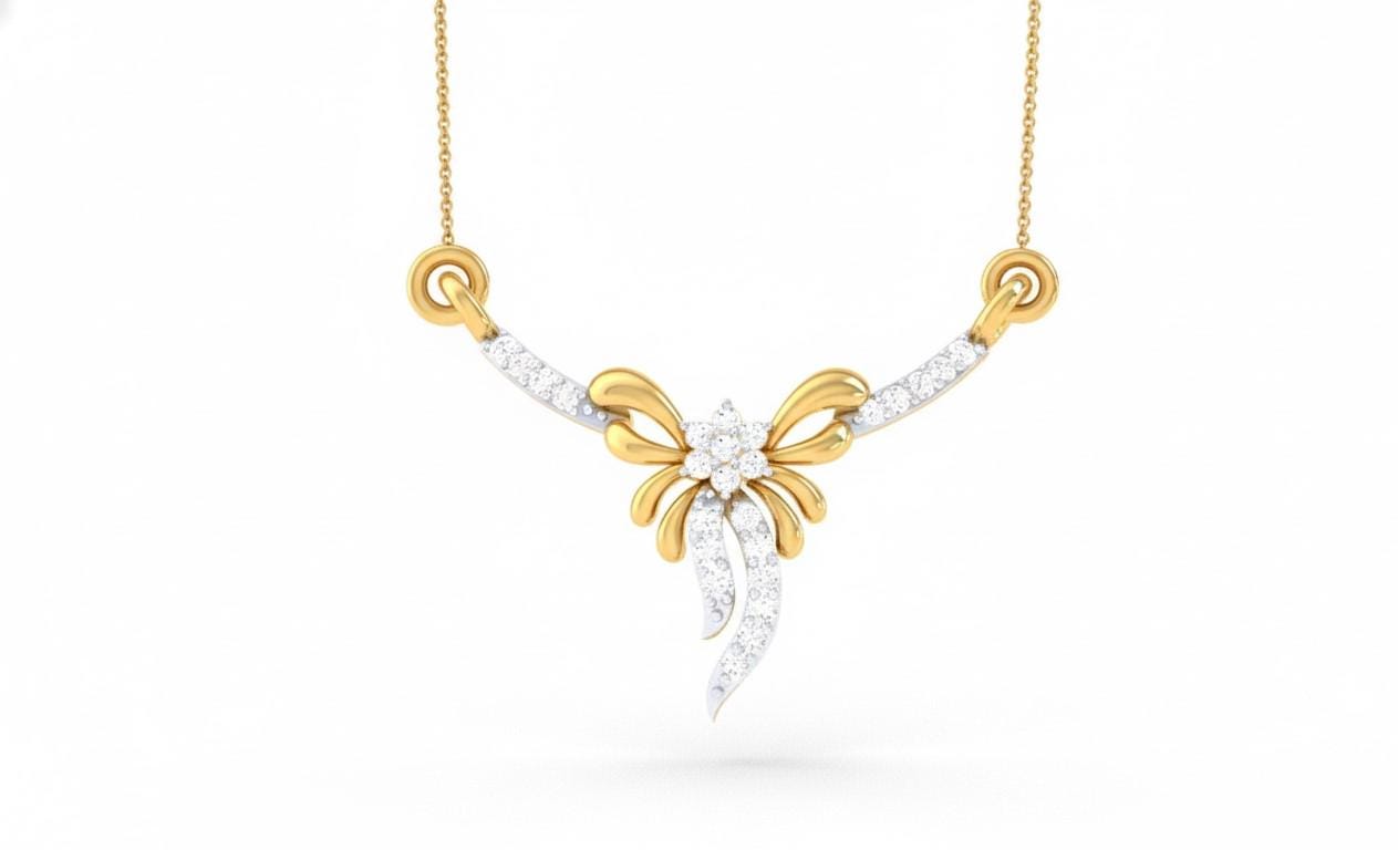 Moissanite Bow Pendant Necklace for Women | Gold, Rose Gold & Silver | Adjustable 22" Chain | Elegant Gift