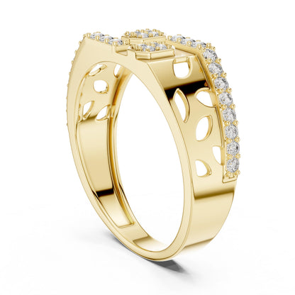 Riora Moissanite diamond band in gold, minimalist stackable wedding and engagement ring for her, perfect for anniversaries