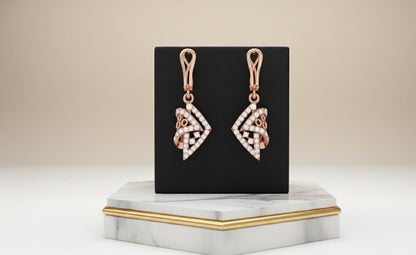 Moissanite Geometric Drop Stud Earrings | Hypoallergenic Luxury | Gold, Rose Gold, Silver