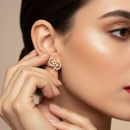 Moissanite Wheel Stud Earrings for Women | Gold, Rose Gold & Silver | Bridal & Anniversary Gift
