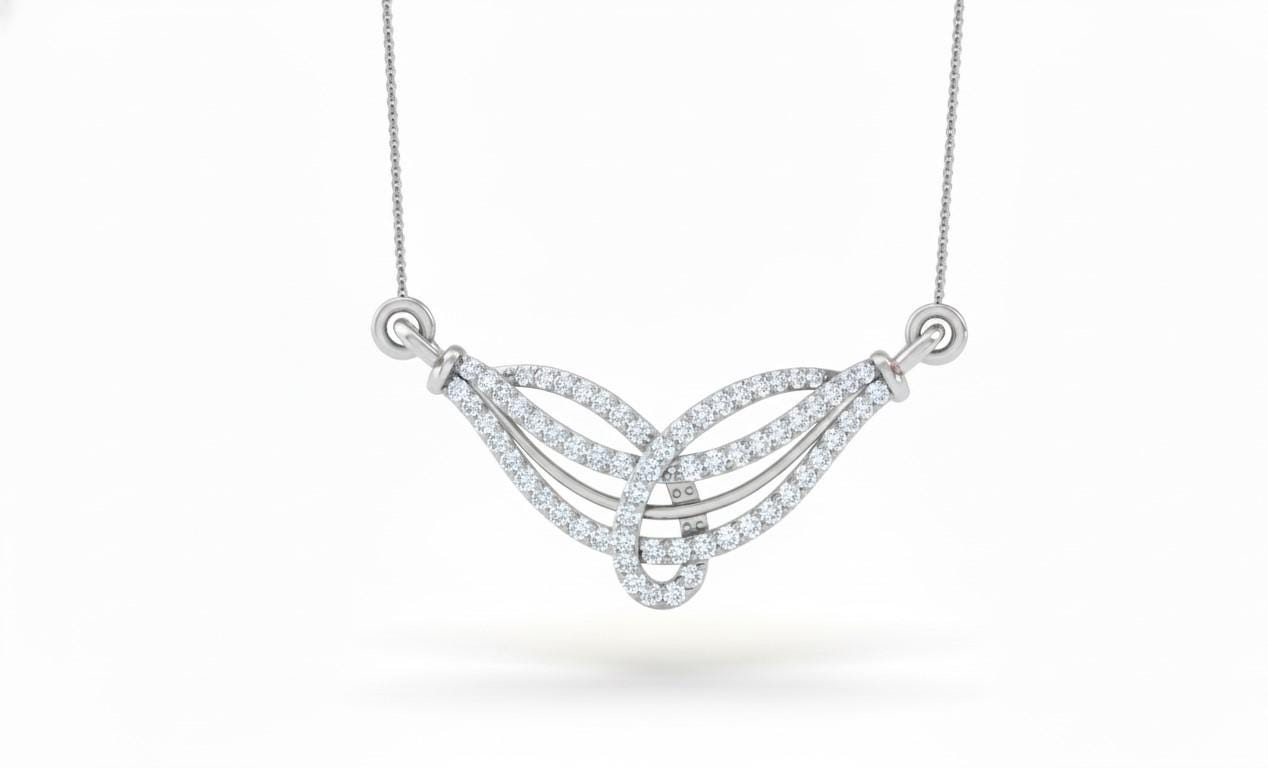 Moissanite Wave Pendant Necklace for Women | Gold, Rose Gold & Silver | Elegant Minimalist Jewelry