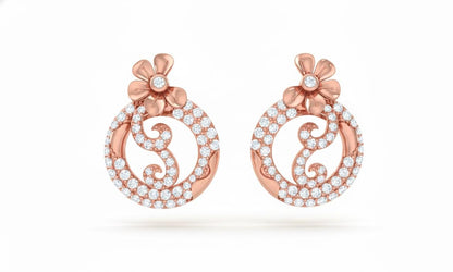 Moissanite Floral Circle Stud Earrings in Gold Rose Gold Silver | Hypoallergenic Luxury Wedding Gift for Women