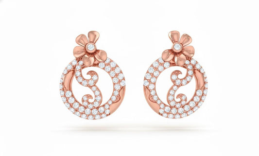 Moissanite Floral Circle Stud Earrings in Gold Rose Gold Silver | Hypoallergenic Luxury Wedding Gift for Women