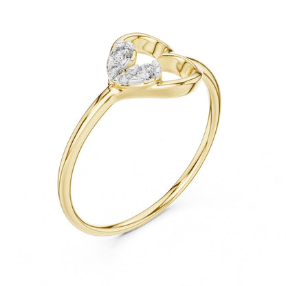 Riora moissanite open heart minimalist ring in rose gold and silver, romantic anniversary gift for her, elegant jewelry design