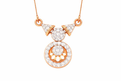 Riora moissanite statement pendant necklace with bridal halo drop design in rose gold and silver for women’s wedding jewelry.