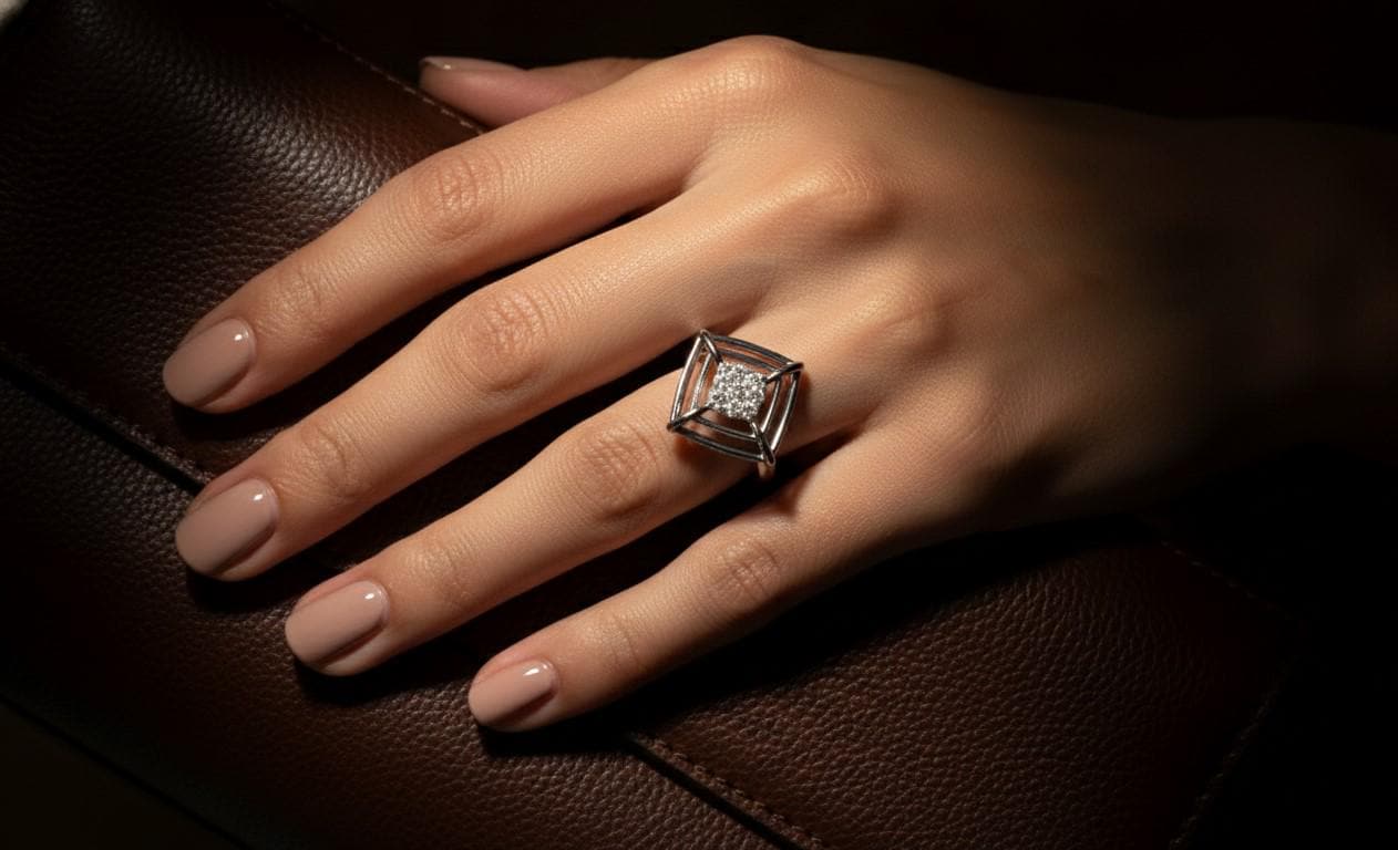 Geometric Moissanite Cluster Ring | Hypoallergenic Statement Ring | Luxury Gift for Women