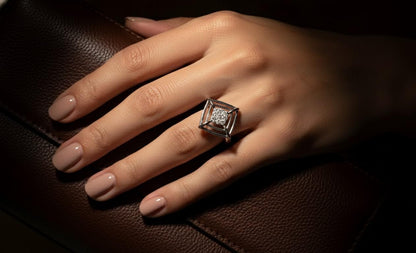 Geometric Moissanite Cluster Ring | Hypoallergenic Statement Ring | Luxury Gift for Women