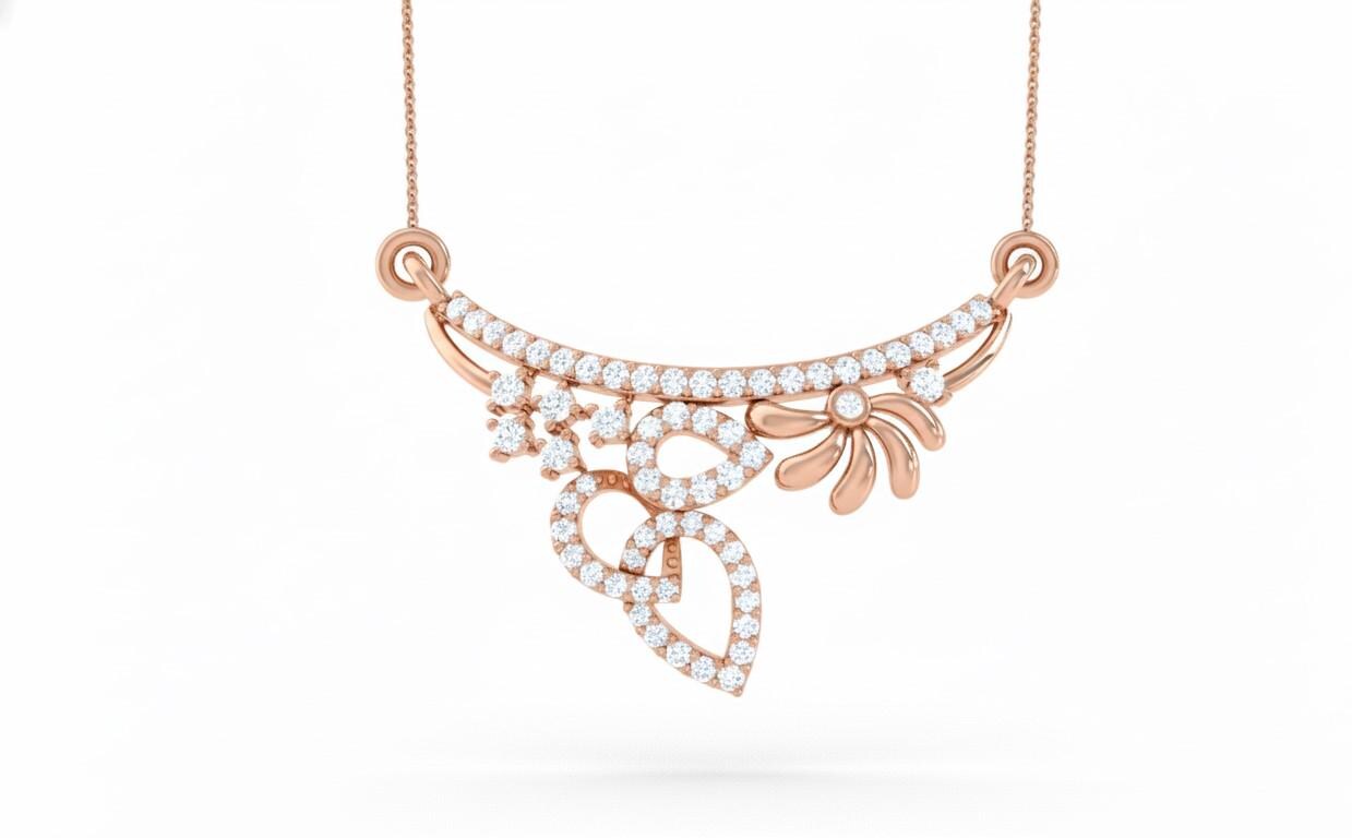 Moissanite Pendant Necklace | Floral Leaf Design | Gold, Rose Gold & Silver | Gift for Her