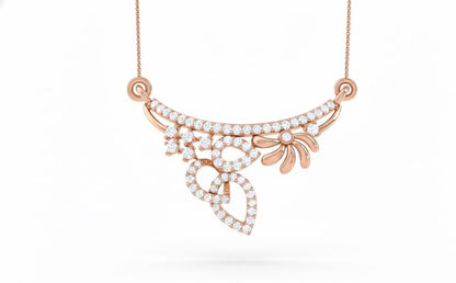 Moissanite Pendant Necklace | Floral Leaf Design | Gold, Rose Gold & Silver | Gift for Her