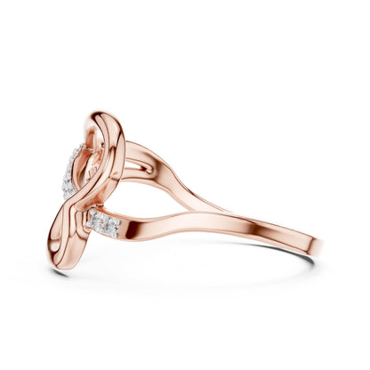 Riora Infinity Moissanite ring with elegant knot design, symbolizing promise and love, featuring sparkling moissanite stones.