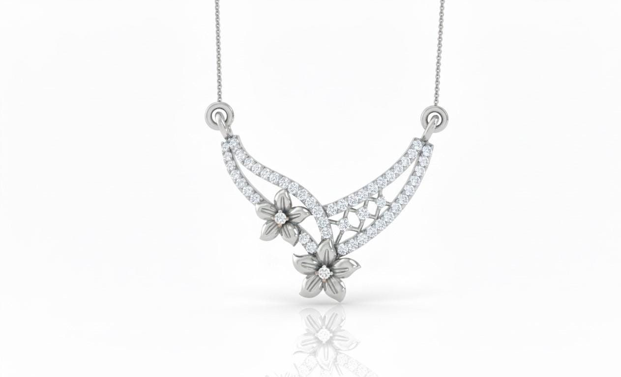 Moissanite Floral Pendant Necklace | Dainty Flower Jewelry for Women | Gold, Rose Gold & Silver