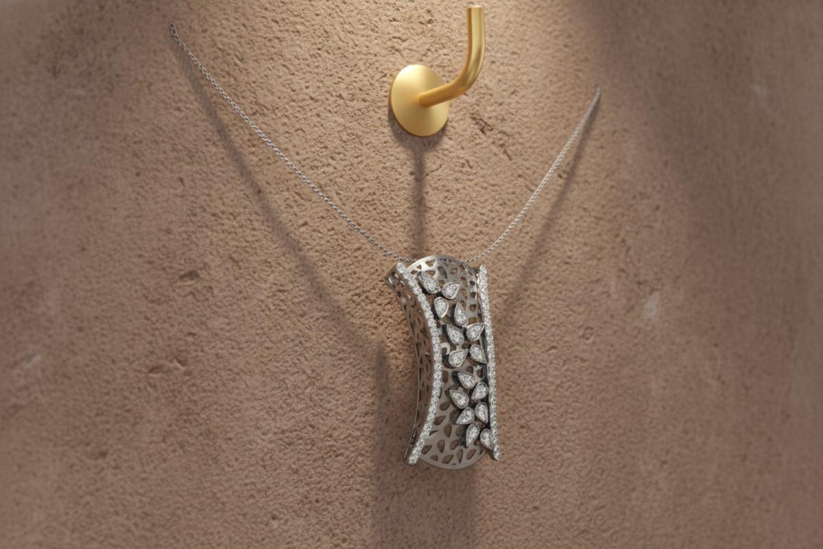 Riora Moissanite leaf pendant necklace in gold, rose, and silver with hypoallergenic design, perfect Valentine gift for her.