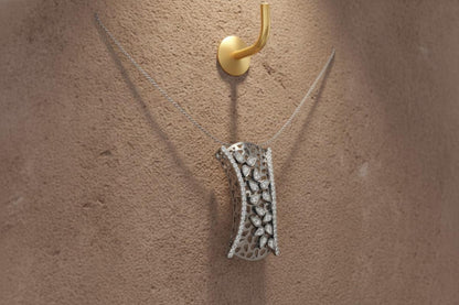 Riora Moissanite leaf pendant necklace in gold, rose, and silver with hypoallergenic design, perfect Valentine gift for her.