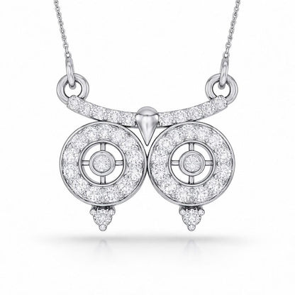 Riora owl moissanite necklace with rose gold dainty pendant, elegant jewelry gift for women featuring a minimalist design