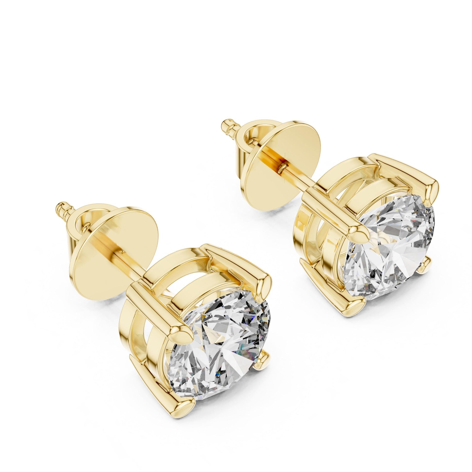 Rose gold moissanite diamond stud earrings by Riora, minimalist and dainty jewelry perfect for everyday wear or bridal gifts.