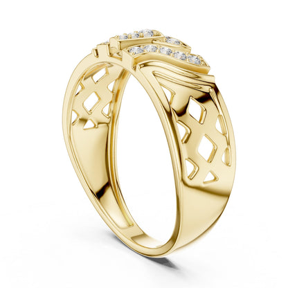 Riora gold rose moissanite statement cocktail ring with bold design, suitable for weddings and parties, elegant jewelry piece