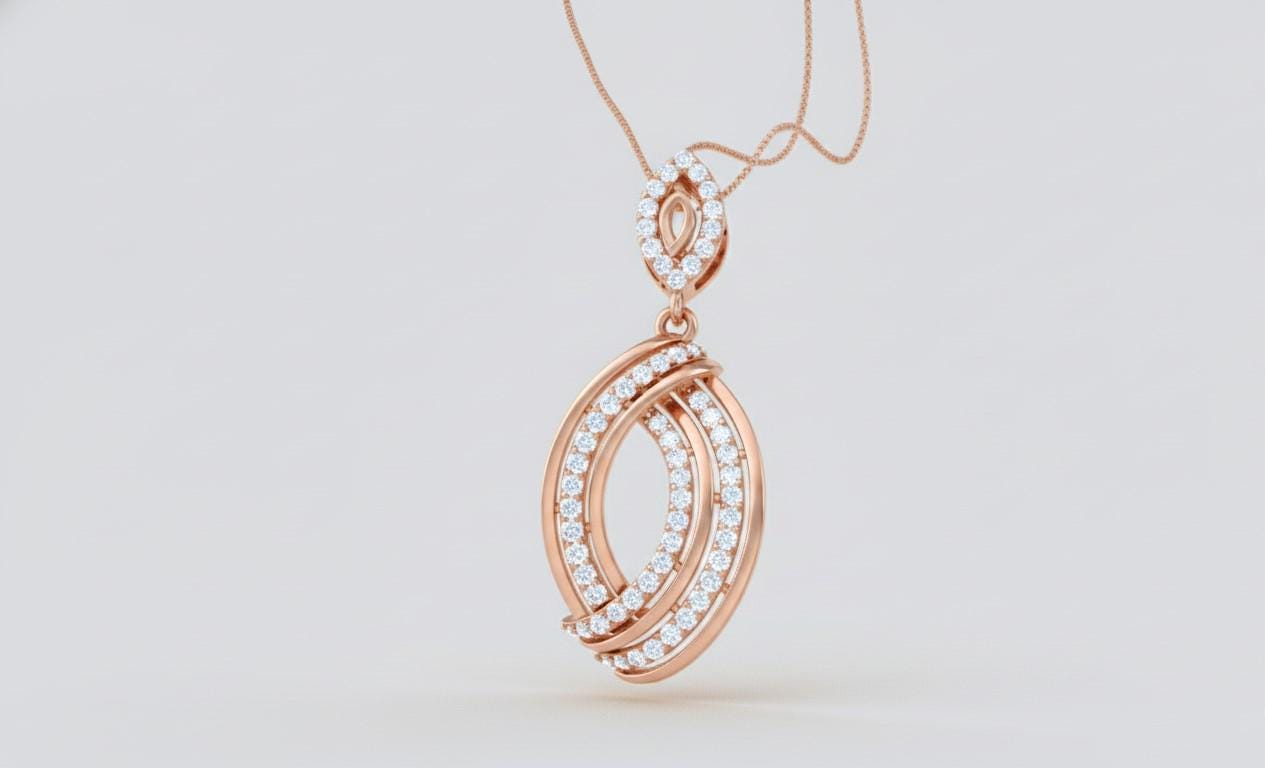 Moissanite Oval Pendant Necklace | Rose Gold, Adjustable Chain