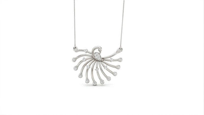 Elegant rose gold moissanite peacock necklace with intricate detailing, perfect as a bridal statement or wedding gift for her.
