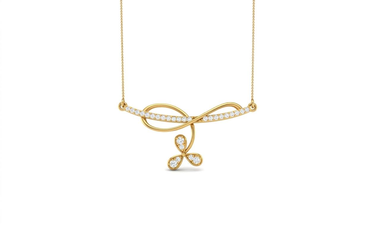 Riora gold and rose gold infinity moissanite butterfly necklace with delicate pendant, minimal jewelry for women.