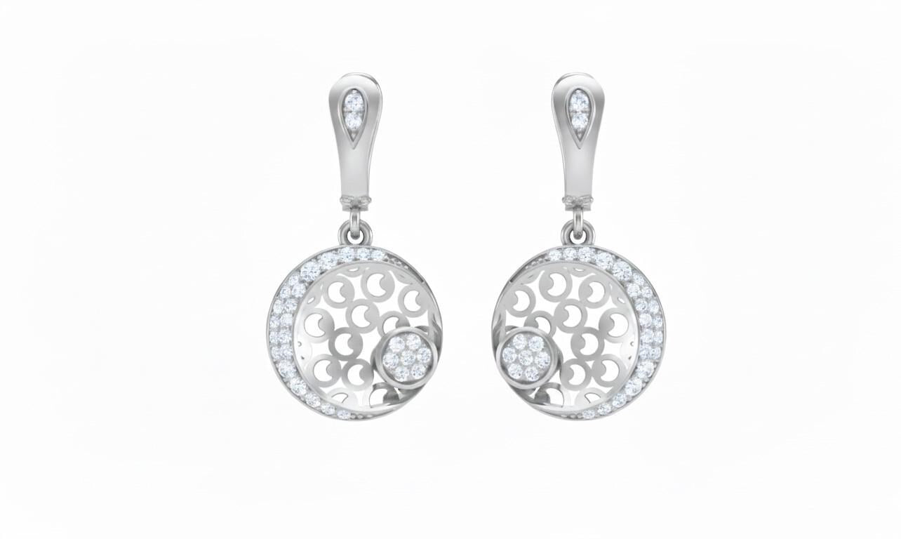Moissanite Circle Drop Earrings in Gold Rose Gold Silver | Hypoallergenic Luxury Dangle Earring Gift for Women