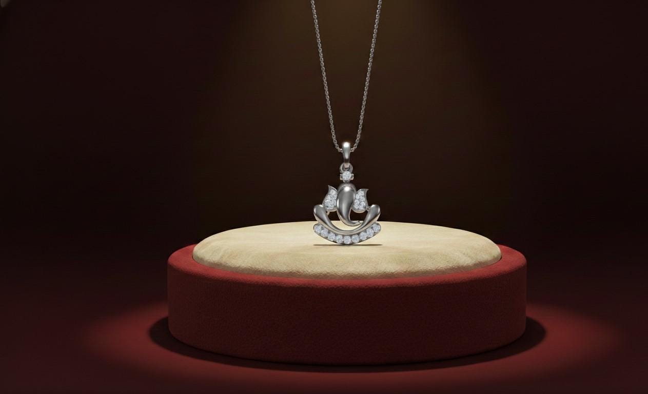 Moissanite Lotus Pendant Necklace | Hypoallergenic Symbolic Jewelry | Gold, Rose Gold, Silver