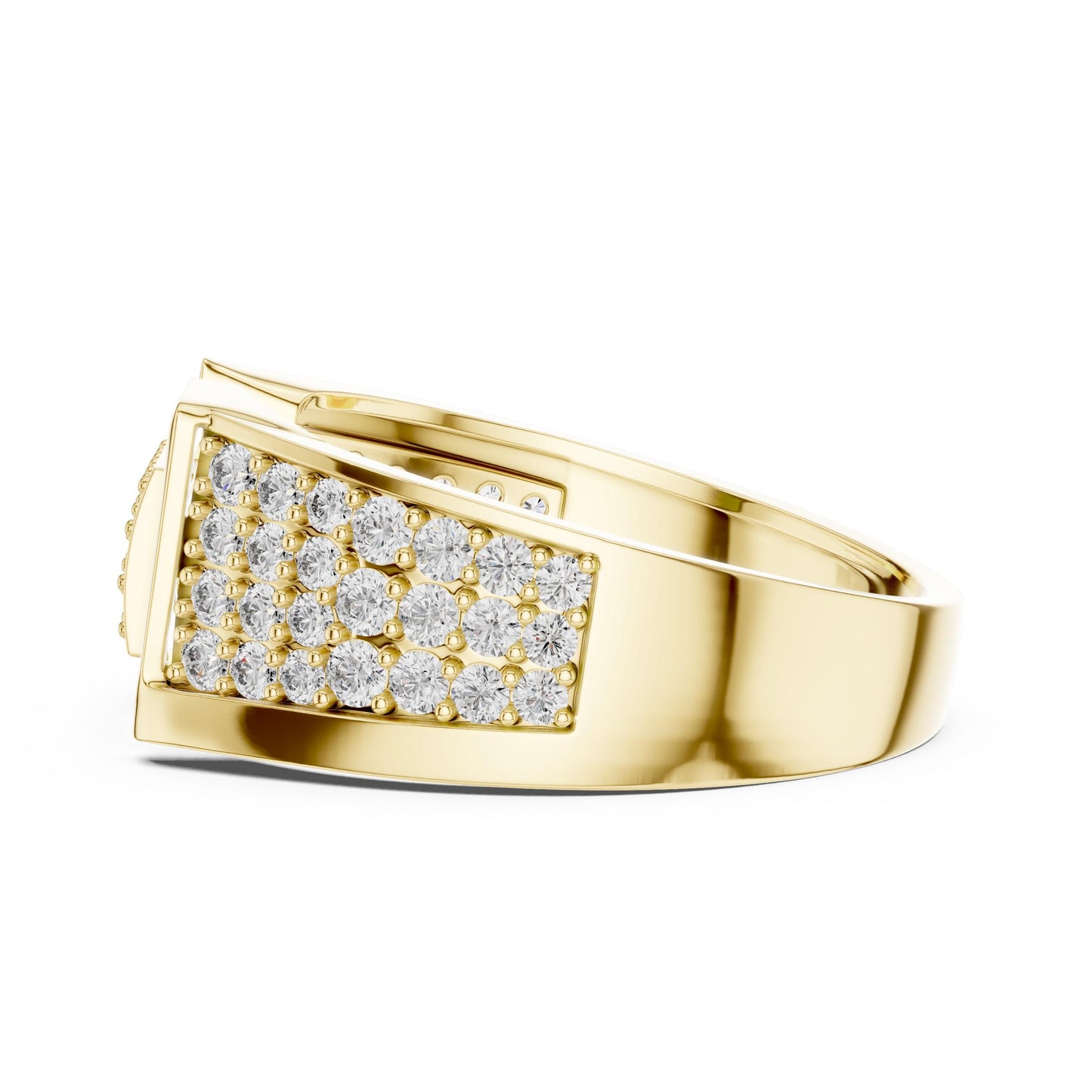 Gold Rose Geometric CZ Wide Band Ring by Riora with statement design, perfect for wedding, promise, or anniversary gifts