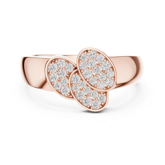 Riora luxury triple cluster moissanite diamond ring with rose gold band, dainty bridal statement promise ring, elegant jewelry piece