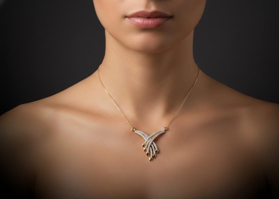 Rose gold moissanite heart drop necklace with delicate chain, elegant bridal jewelry, perfect romantic gift for her.
