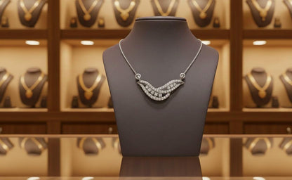 Moissanite Wave Pendant Necklace | Gold, Rose Gold & Silver | Minimal Luxury Gift for Her