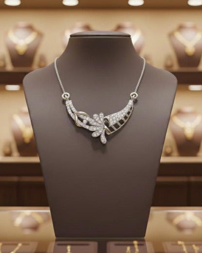 Moissanite Pendant Necklace, Elegant Curved Leaf Design, Gold Rose Gold Silver Gift for Her