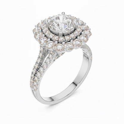 Luxury Halo Engagement Ring | Cubic Zirconia | Gold, Rose Gold & Silver