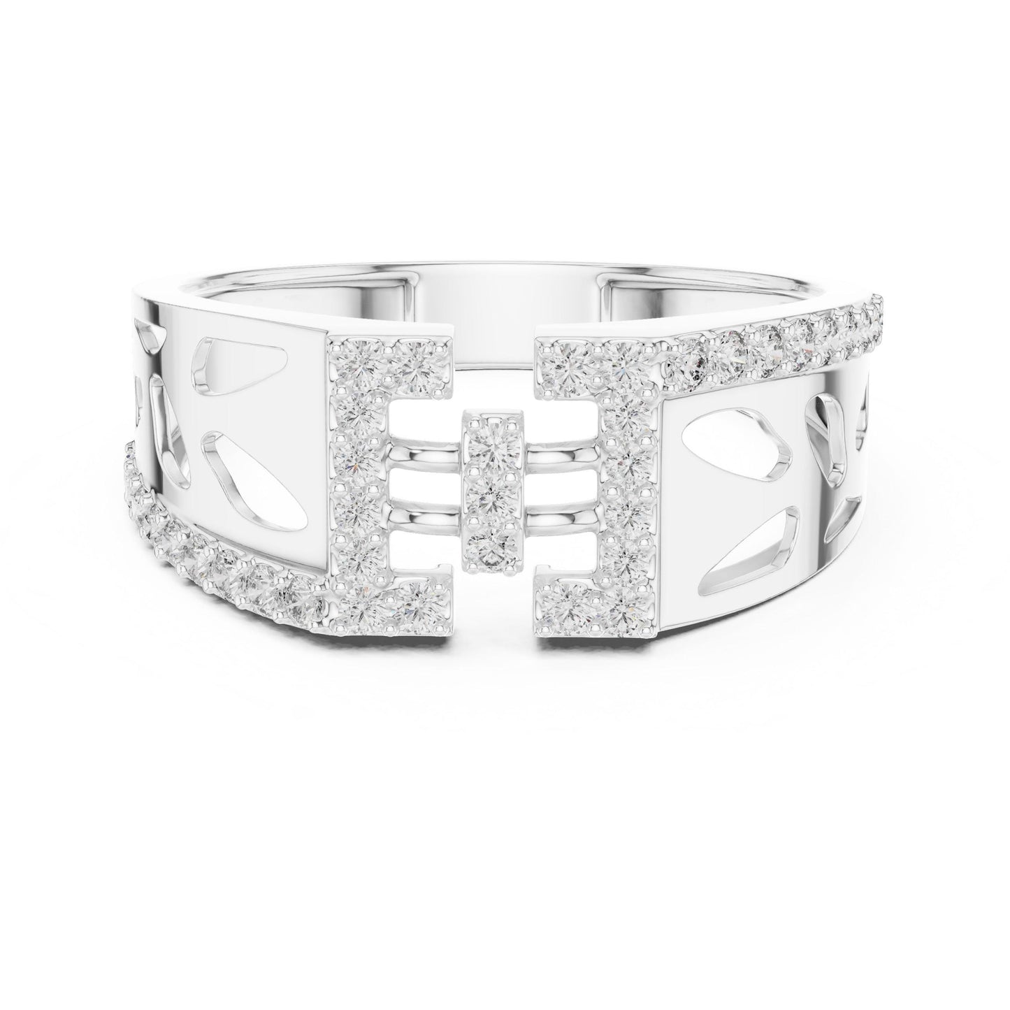 Riora luxury CZ panel ring with gold, rose, and silver tones, featuring hypoallergenic design, perfect for anniversary or Valentine gift