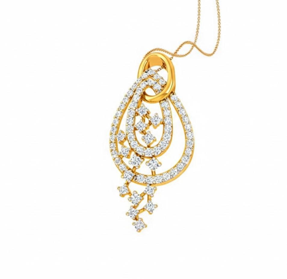 Moissanite teardrop pendant necklace in gold, rose gold, and silver with elegant design, hypoallergenic bridal jewelry by Riora