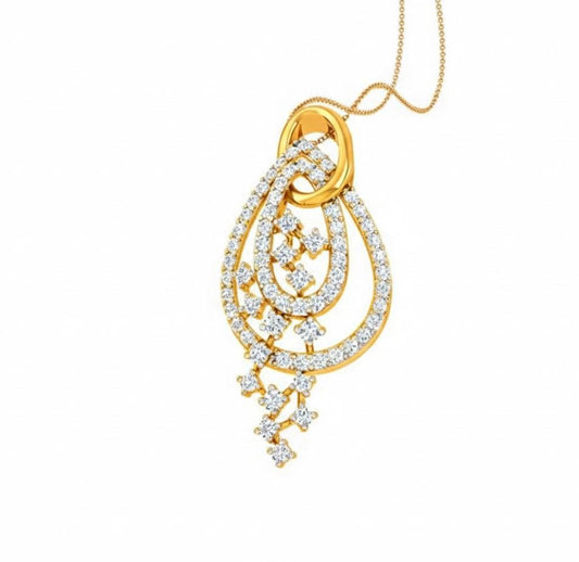 Moissanite teardrop pendant necklace in gold, rose gold, and silver with elegant design, hypoallergenic bridal jewelry by Riora