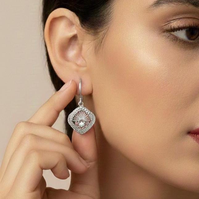 Moissanite Fan Drop Earrings | Hypoallergenic Dangle Earrings | Gold, Rose Gold & Silver
