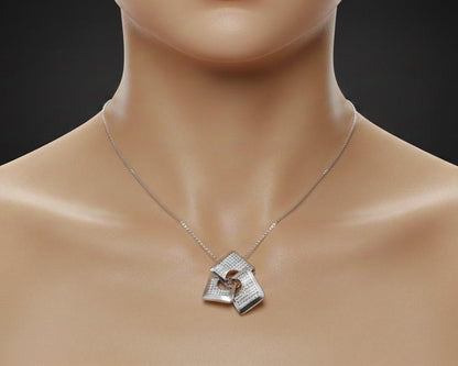 Moissanite Geometric Pendant Gold Rose Silver Statement Jewelry, Hypoallergenic Necklace Modern Luxury Chain