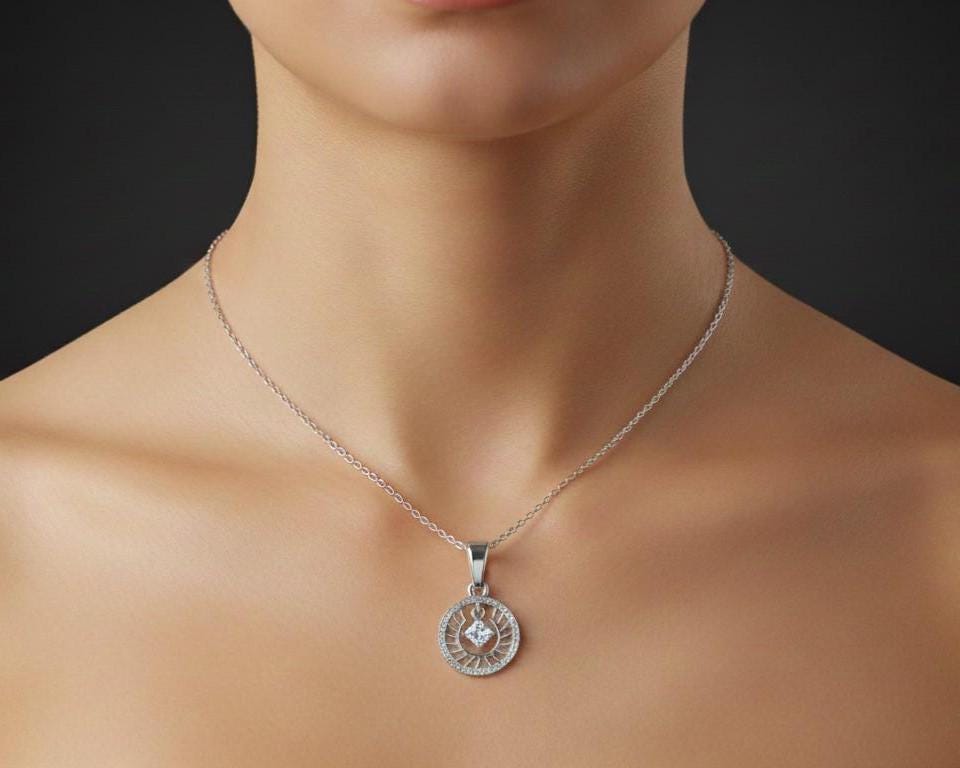Moissanite Sunburst Pendant Necklace | Hypoallergenic | Gold, Rose Gold, Silver