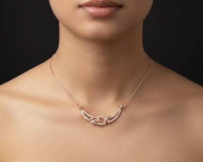 Riora elegant floral necklace with sparkling moissanite flower pendant, perfect bridal jewelry or wedding gift, close-up view.
