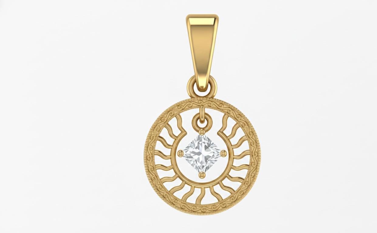 Moissanite Sunburst Pendant Necklace | Hypoallergenic | Gold, Rose Gold, Silver
