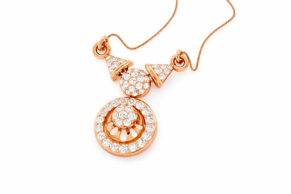 Riora moissanite statement pendant necklace with bridal halo drop design in rose gold and silver for women wedding jewelry