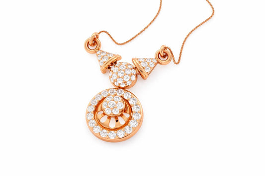 Riora moissanite statement pendant necklace with bridal halo drop design in rose gold and silver for women wedding jewelry