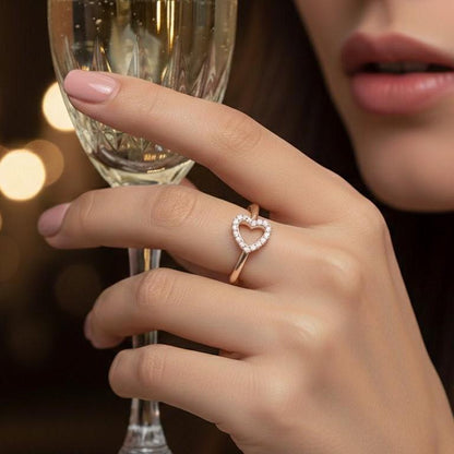 Heart Moissanite Ring | Hypoallergenic | Gold, Rose Gold & Silver | Gift for Her