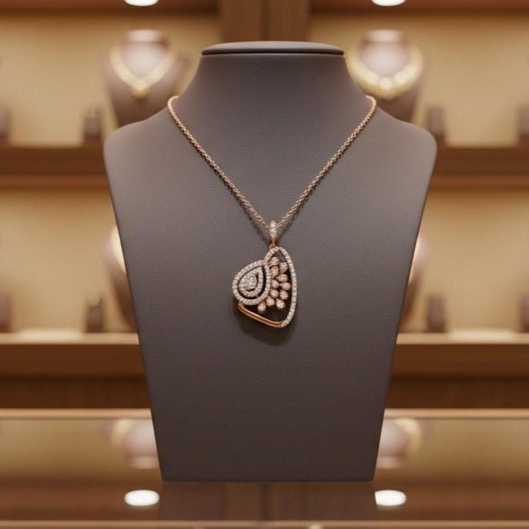 Moissanite Pendant Gold Silver Rose | Elegant Teardrop Bridal Jewelry | Anniversary Valentine Gift for Her