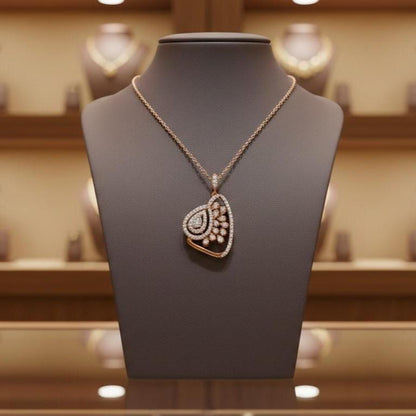 Moissanite Pendant Gold Silver Rose | Elegant Teardrop Bridal Jewelry | Anniversary Valentine Gift for Her