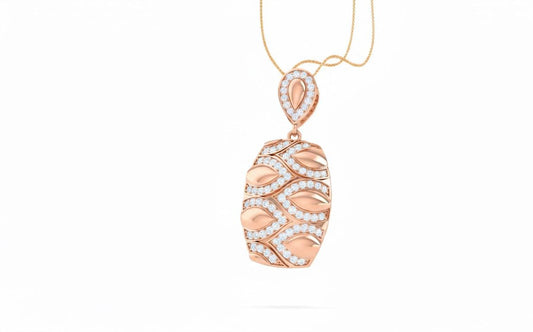 Leaf Pendant Necklace, Non-Allergenic Gold Jewelry, Adjustable Chain Moissanite