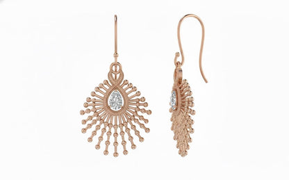 Moissanite Sunburst Drop Earrings for Women | Gold, Rose Gold & Silver | Hypoallergenic Dangle Earrings | Bridal & Valentine Gift